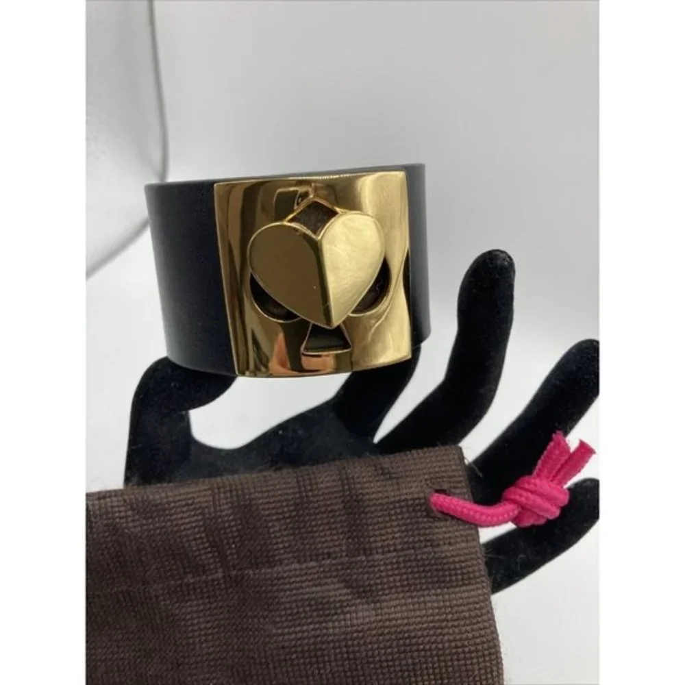 Kate Spade Logo Twist‎ Lock Heart Leather Bracelet Brown Gold gift bag 8